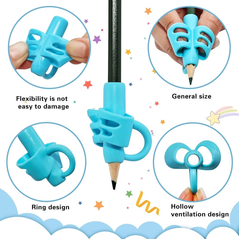 KIGEAPUEL 20 Pcs Pencil Grips for Kids Handwriting Pencil Holders Grippers for Kids, Writing Posture Correction Tools for Toddlers, Special Needs Silicone Pencil Supplies for Kindergarten Preschoolers（Mixcolor） - Image 3